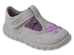 Obrazek BEFADO 627P004 kapcie dziewczęce SZ szary motyl