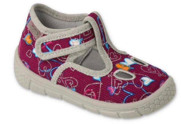 Obrazek Kapcie dziewczęce BEFADO 630P002 bordowe serce