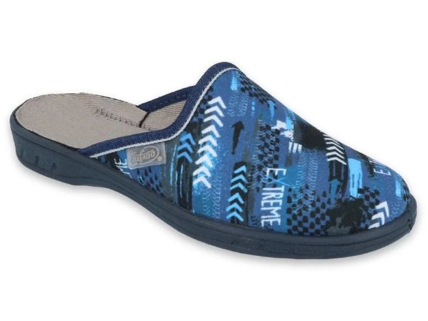 Obrazek BEFADO 707Y402 JOGI kapcie chłopięce szkoła podstawowa niebieskie rzutki
