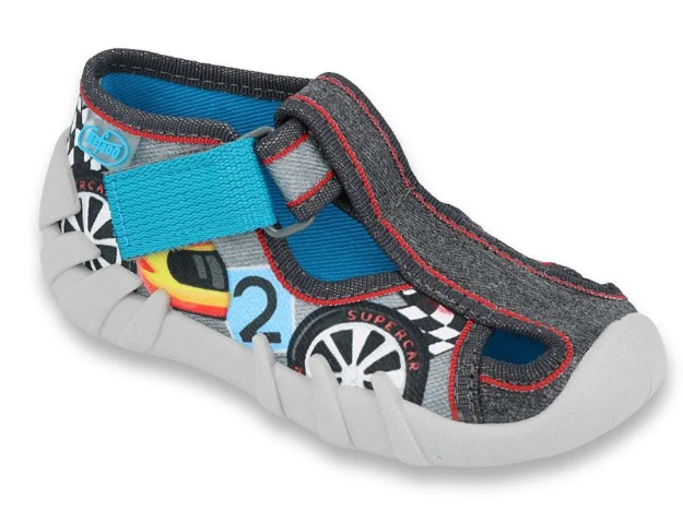 Obrazek BEFADO 190P096 chłopięce rzepy szare SUPER CAR