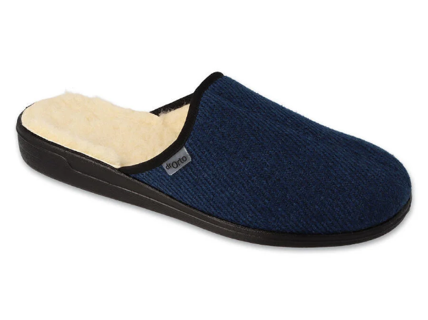Obrazek BEFADO 000M325 DrORTO męskie niebieskie kapcie z owczej wełny