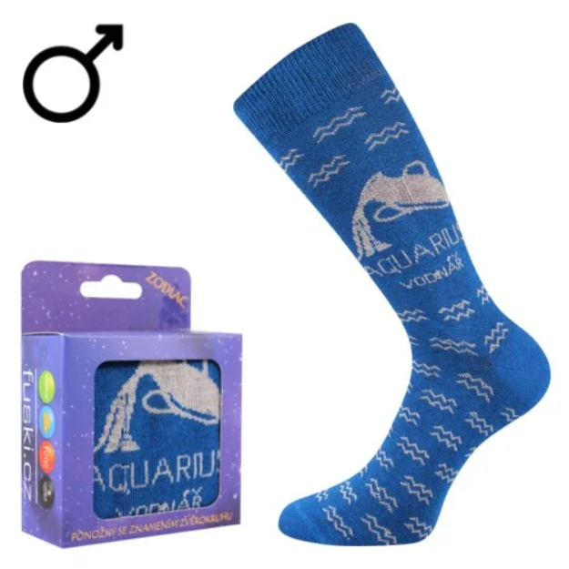 Obrazek BOMA Skarpetki ze znakiem zodiaku ZODIAC w pudełku Aquarius niebieskie