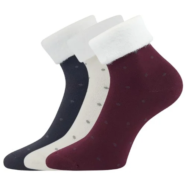 Obrazek LONKA Damskie pełne skarpetki frotte HERMIONA w kropki MIX (3 pary)