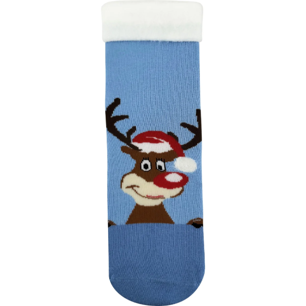 Obrazek LONKA Skarpety damskie MEDEA z obrazkiem świątecznym SOBA jasnoniebieskie (3 pary)
