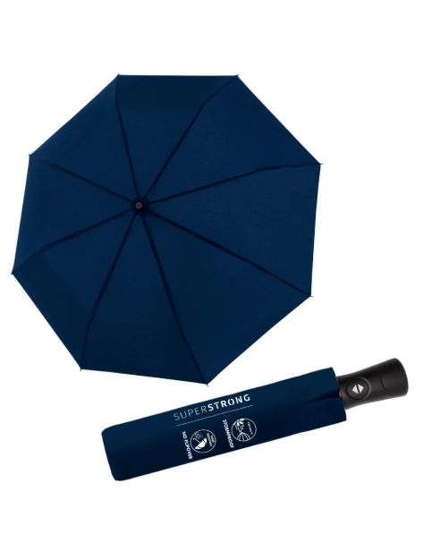 Obrazek DOPPLER Fiber SUPERSTRONG - w pełni automatyczny parasol męski granatowy