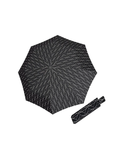 Obrazek DOPPLER Fiber Magic Black and White Rings - w pełni automatyczny parasol damski kolorze białym