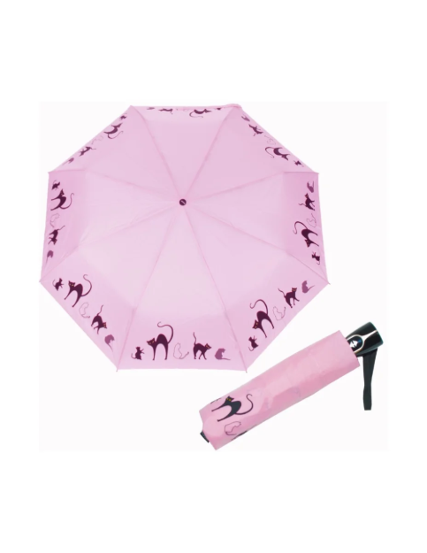 Obrazek DOPPLER Fiber Magic Cats Family - w pełni automatyczny parasol damski różowy