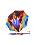 Obrazek DOPPLER MANUFAKTUR Elegance Boheme Flame - luksusowy parasol damski z abstrakcyjnym nadrukiem płomieni w wielu kolorach