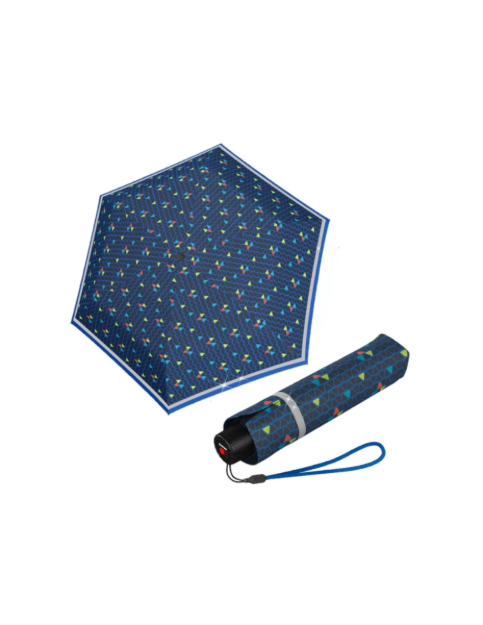 Obrazek KNIRPS Rookie Triple Blue Odblaskowy lekki składany parasol niebieski