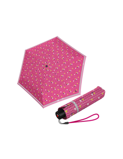 Obrazek KNIRPS Rookie Triple Pink Odblaskowy lekki składany parasol różowy