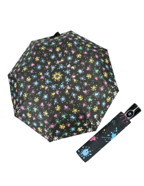 Obrazek DOPPLER Fiber Magic kolorowy - damski w pełni automatyczny parasol czarny