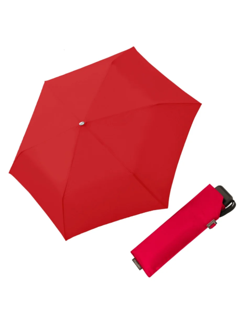Obrazek Doppler Mini Slim Carbonsteel Damski płaski składany parasol czerwony