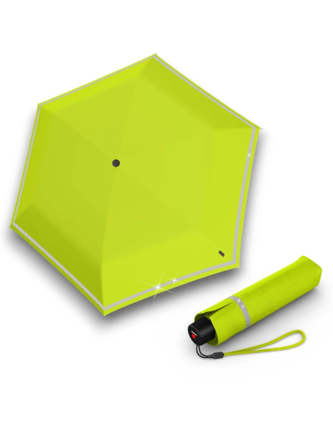 Obrazek KNIRPS ROOKIE LIME REFLECTIVE - lekki składany parasol zielony