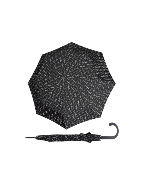 Obrazek DOPPLER Fiber Flex AC czarno-białe pierścienie - damski parasol na goleń biały