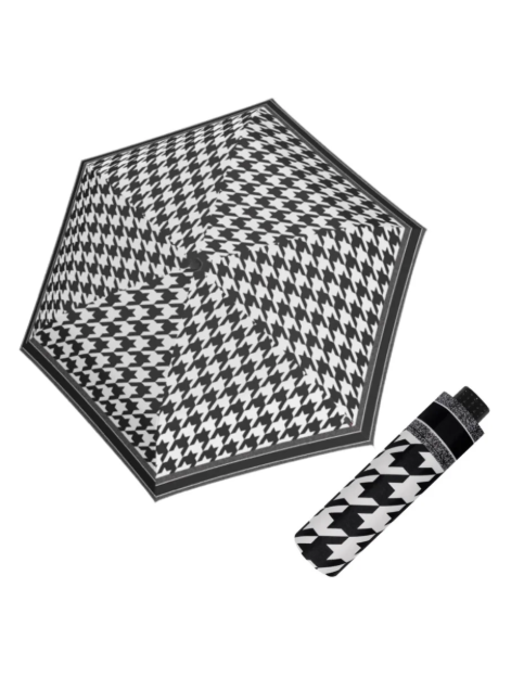 Obrazek DOPPLER Fiber Havanna czarno-biały - damski parasol składany czarny