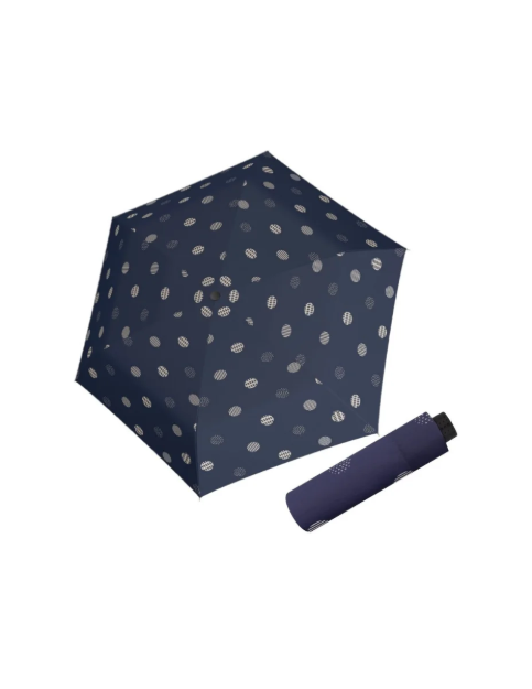 Obrazek DOPPLER Fiber Havanna Timeless Blue Dots - damski parasol składany beżowy