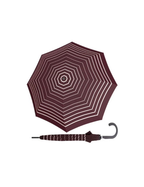 Obrazek DOPPLER Fiber Flex AC Timeless Red Stripes - damski parasol na goleń w kolorze beżowym
