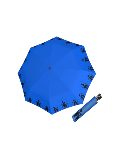 Obrazek DOPPLER Fiber Magic Cats Family Blue - w pełni automatyczny parasol damski niebieski
