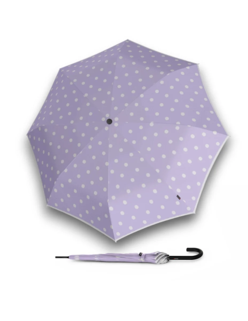 Obrazek KNIRPS A.760 Stick Automatic Dot Art Lavender - Elegancki parasol z wyrzutnikiem w kolorze fioletowym