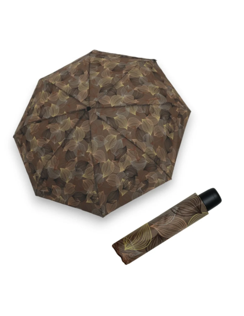 Obrazek DERBY Hit Mini Leaves - damski parasol składany brązowy