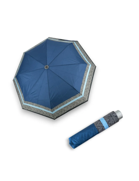 Obrazek DOPPLER Mini Light Classic blue stripe - damski parasol składany niebieski