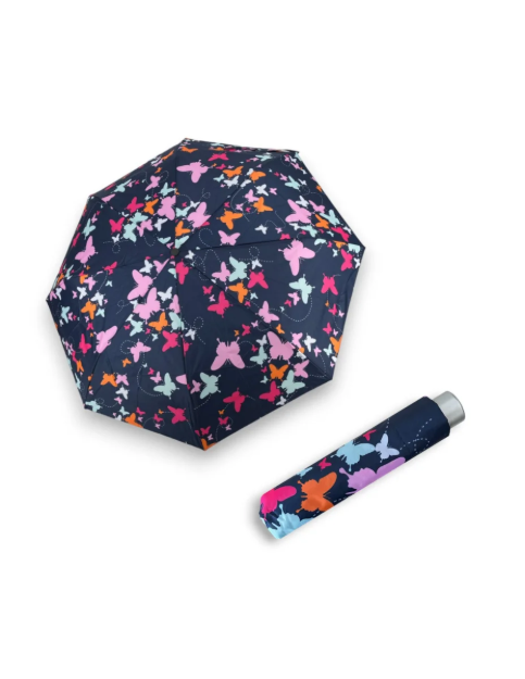 Obrazek DOPPLER Mini Light Butterfly - dámský skládací deštník modrá