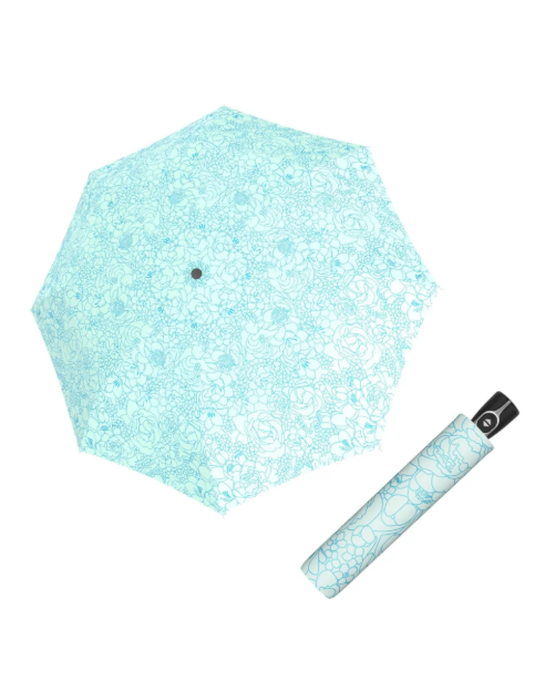 Obrazek DOPPLER Magic fiber Giardino mystic blue - w pełni automatyczny parasol damski niebieski