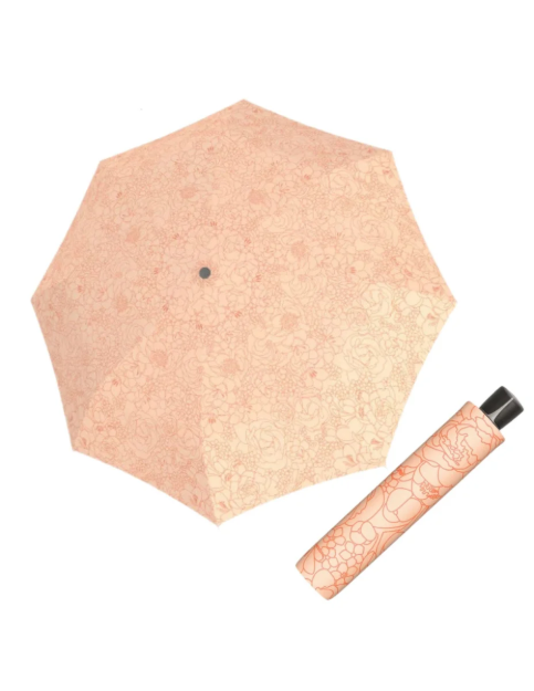 Obrazek DOPPLER Fiber Mini Giardino soft pomarańczowy - damski parasol składany jasny