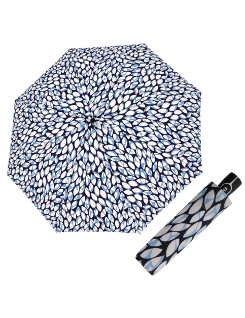 Obrazek DOPPLER Fiber Magic Leaves niebieski - w pełni automatyczny parasol damski