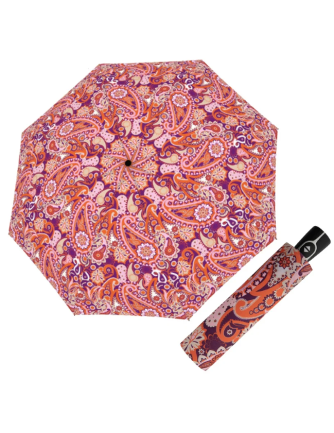 Obrazek DOPPLER Fiber Magic Paisley berry - w pełni automatyczny parasol damski