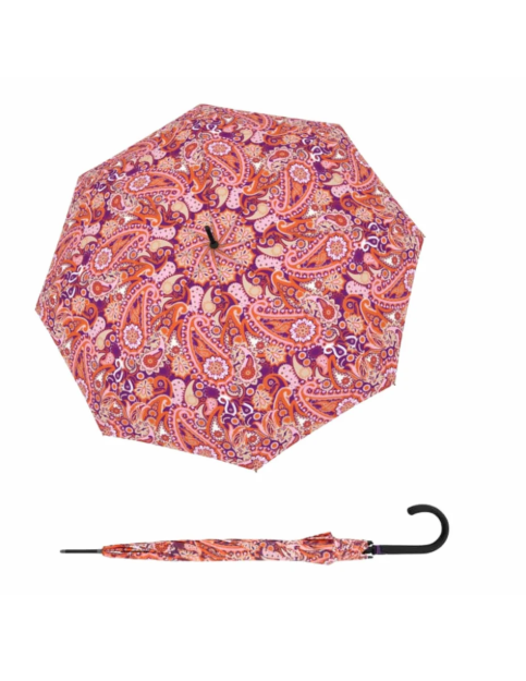 Obrazek DOPPLER Fiber Flex Long AC Paisley berry - damski parasol strzelecki wielokolorowy