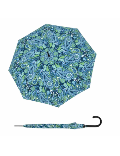 Obrazek DOPPLER Fiber Flex Long AC Paisley blue - damski parasol na goleń wielokolorowy