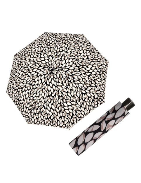 Obrazek DOPPLER Fiber Mini Leaves taupe - damski parasol składany