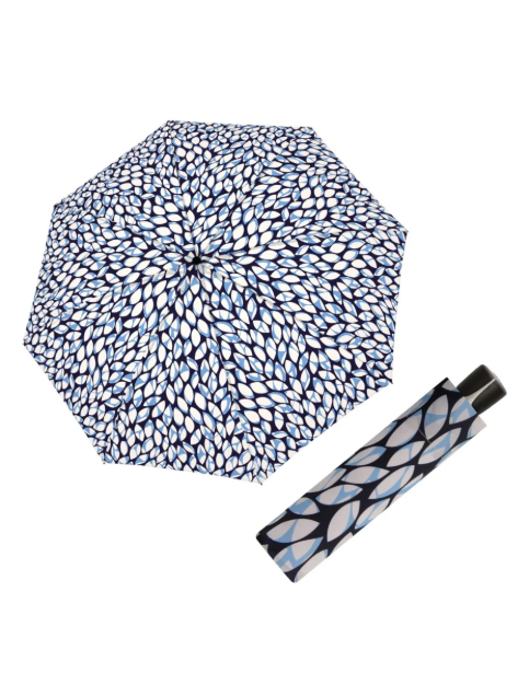 Obrazek DOPPLER Fiber Mini Leaves niebieski - damski parasol składany
