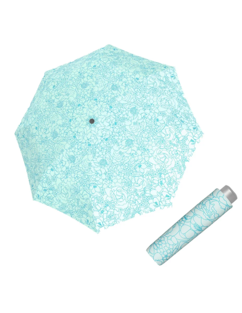 Obrazek DOPPLER Mini Light Giardino niebieski - damski parasol składany