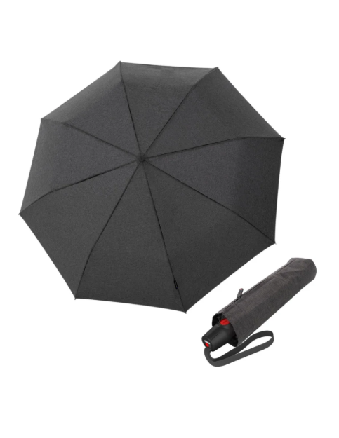Obrazek KNIRPS T.200 Medium Duomatic Melange czarny - elegancki, w pełni automatyczny parasol