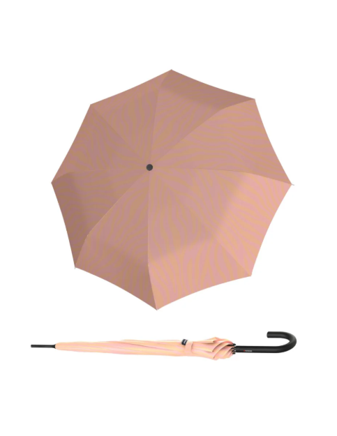 Obrazek KNIRPS A.760 STICK AUTOMATIC Zebra Peach - Elegancki parasol z wyrzutnikiem gąbki