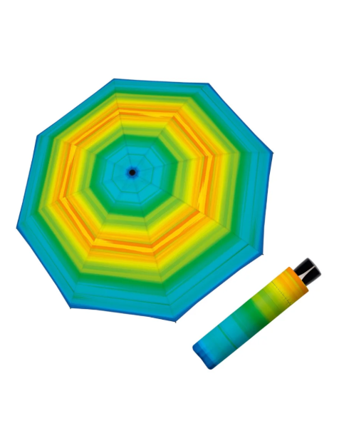 Obrazek DOPPLER Fiber Mini Happy zielony - damski parasol składany wielokolorowy