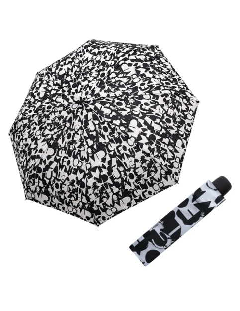 Obrazek DERBY Hit Mini Lettering Black and White - damski parasol składany wielokolorowy