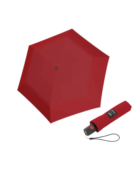 Obrazek Knirps Mini Duomatic Dark Chili - elegancki, w pełni automatyczny parasol kolorze czerwonym