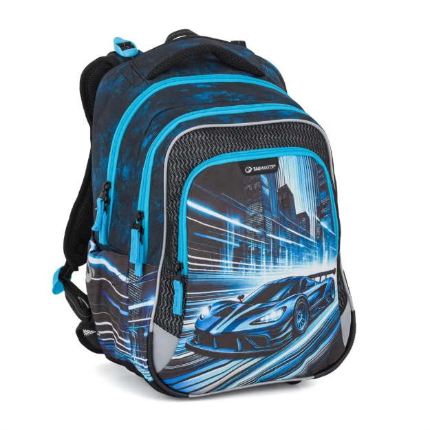 Obrazek Bagmaster LUMI 26 C školní batoh – auto Modrá 23 l