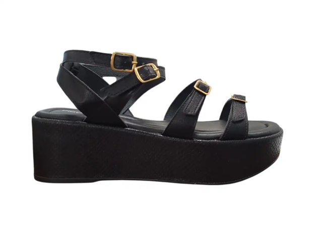 Obrazek Piccadilly 485002-9 Sandały damskie na koturnie czarne