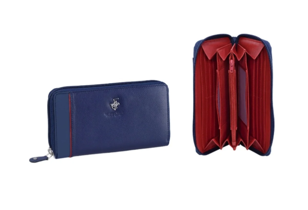 Obrazek Portfel damski BHPC Piping z długim zamkiem błyskawicznym BH-1572-05 niebieski