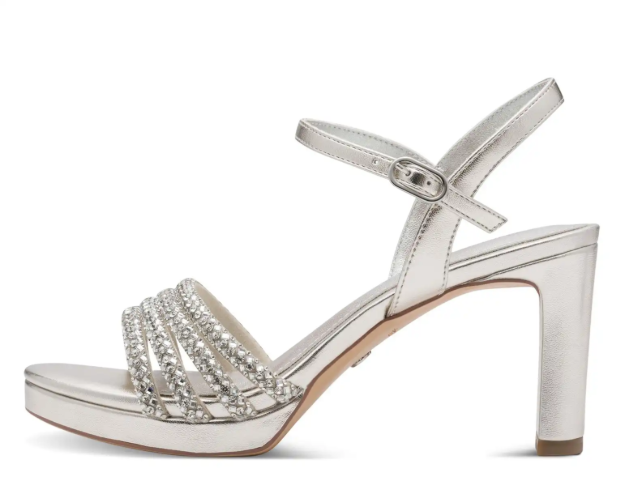 Obrazek Tamaris 1-28390-46-957 Sandały damskie na obcasie srebrne