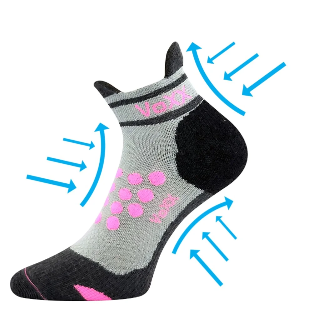 Obrazek VOXX Skarpety kompresyjne SPRINTER niskie z jonami srebra LIGHT GREY WITH PINK