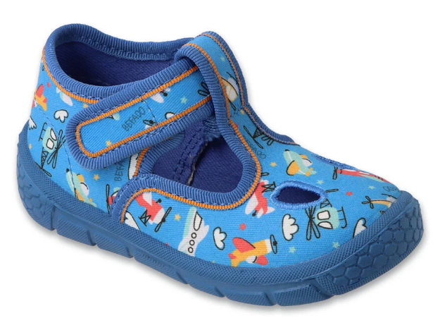 Obrazek BEFADO 630P022 kapcie HONEY niebieskie samoloty