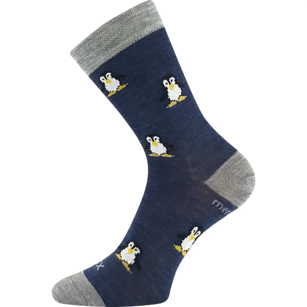 Obrazek VOXX Dziecięce słabe skarpetki merino PENGUINIK ze srebrnymi jonami JEANS