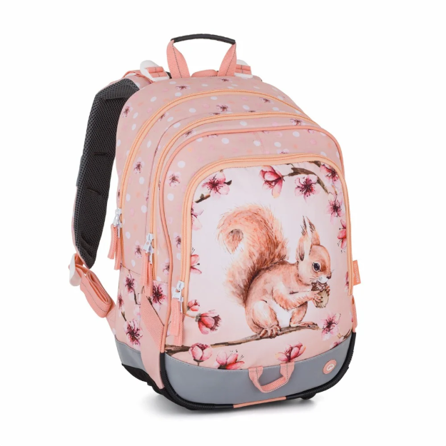 Obrazek Bagmaster ALFA 26 A školní tříkomorový batoh – veverka Oranžová 23 l