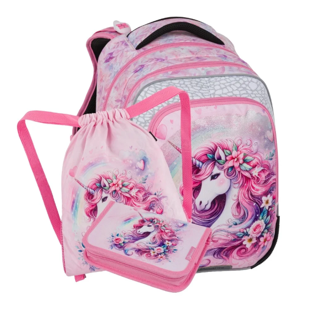 Obrazek Bagmaster BETA 26 B malý školní set pro prvňáčky – jednorožec Růžová 23 l