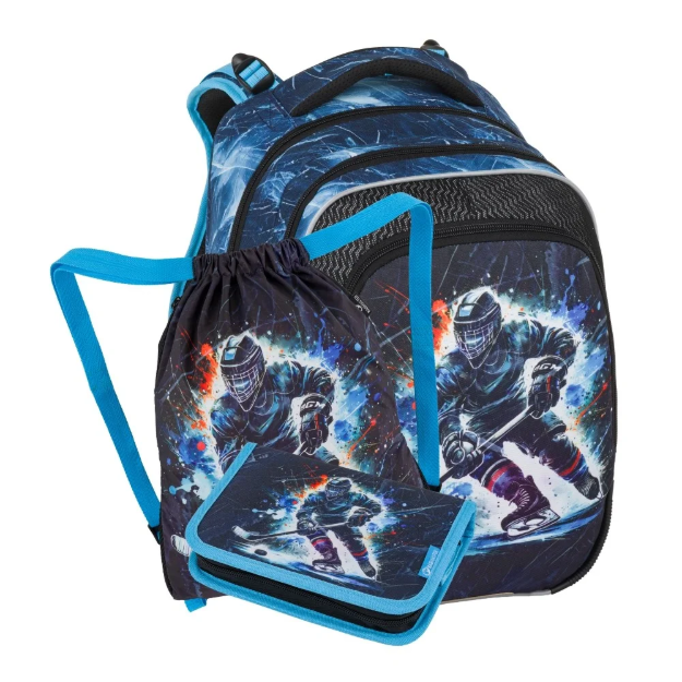 Obrazek Bagmaster BETA 26 D malý školní set pro prvňáčky – hokej Modrá 23 l
